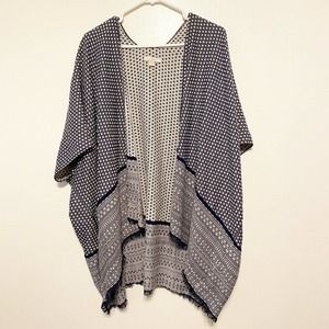 LOFT Navy and White Open Front Sweater/Wrap